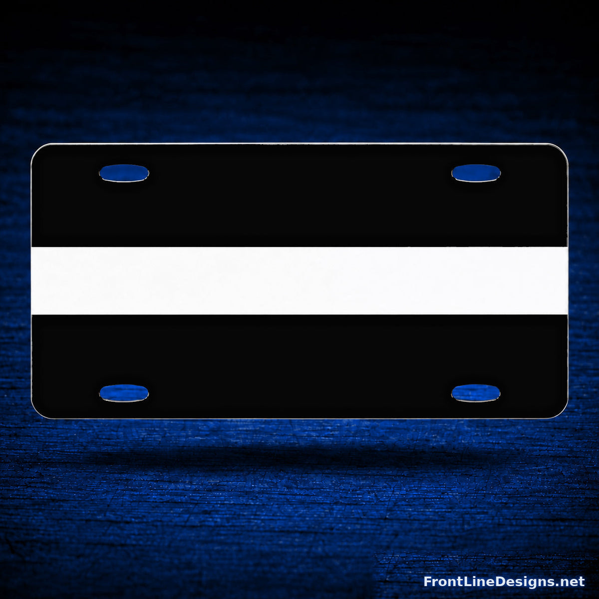 White Line Reflective License Plate