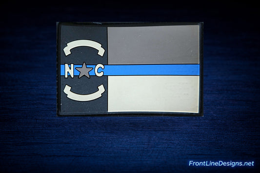 North Carolina Blue Line 2D Subdued Patch on FrontLine Designs blue background