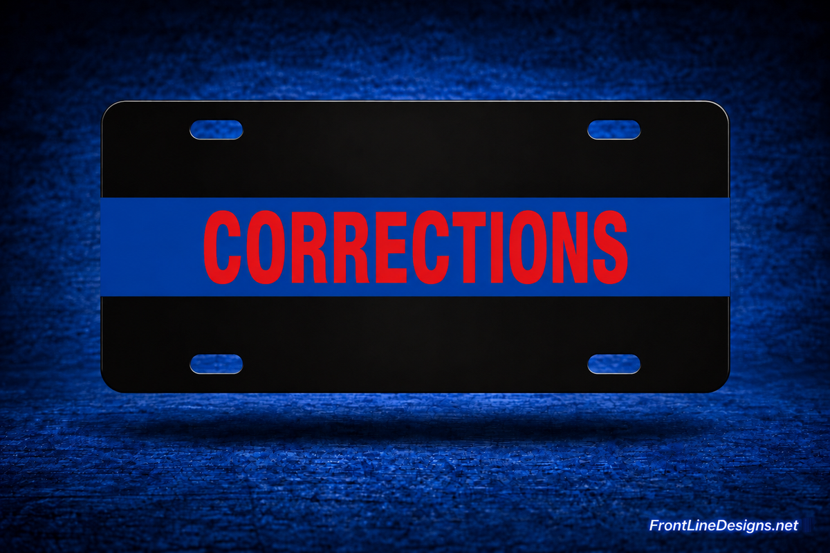Custom Blue Line — Red Reflective lettering