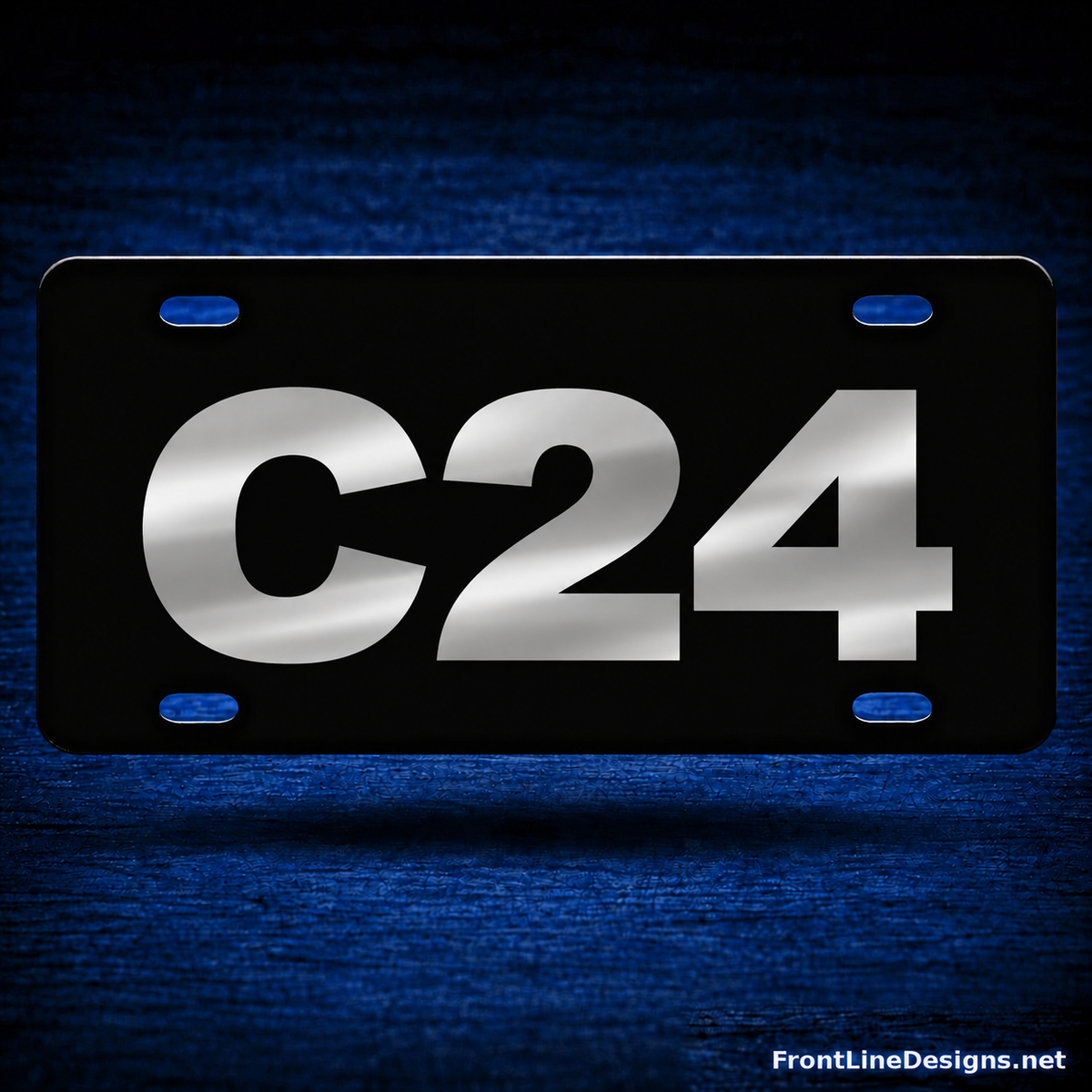 Vehicle / Radio License Plate with C24 sample in Chrome lettering