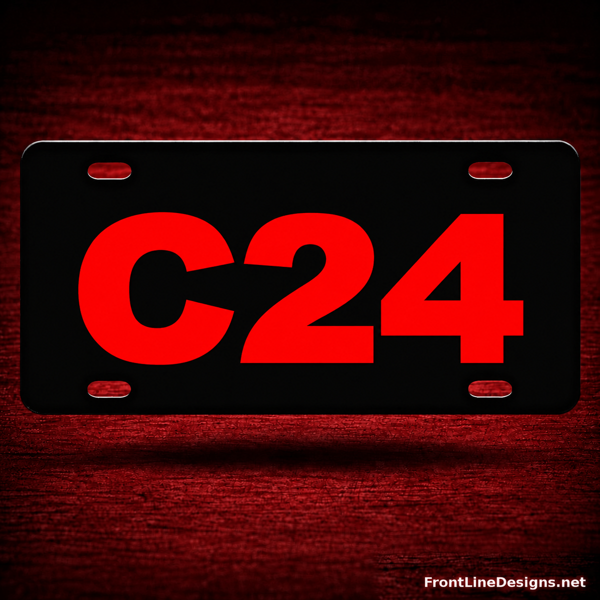 Vehicle / Radio License Plate with C24 sample in Red Reflective lettering