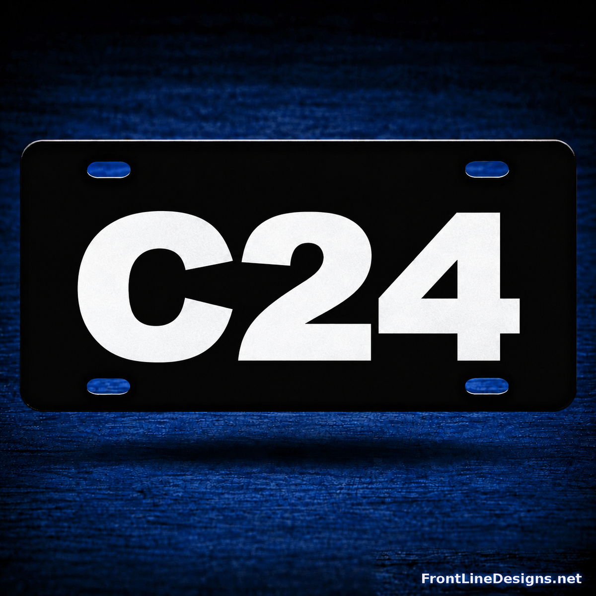 Vehicle / Radio License Plate with C24 sample in White Reflective lettering