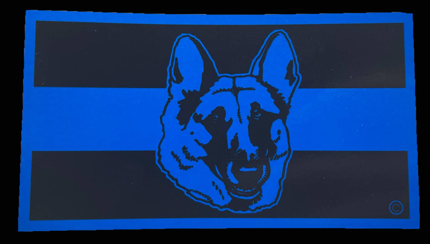 Blue Line Blue Dog Head Decal
