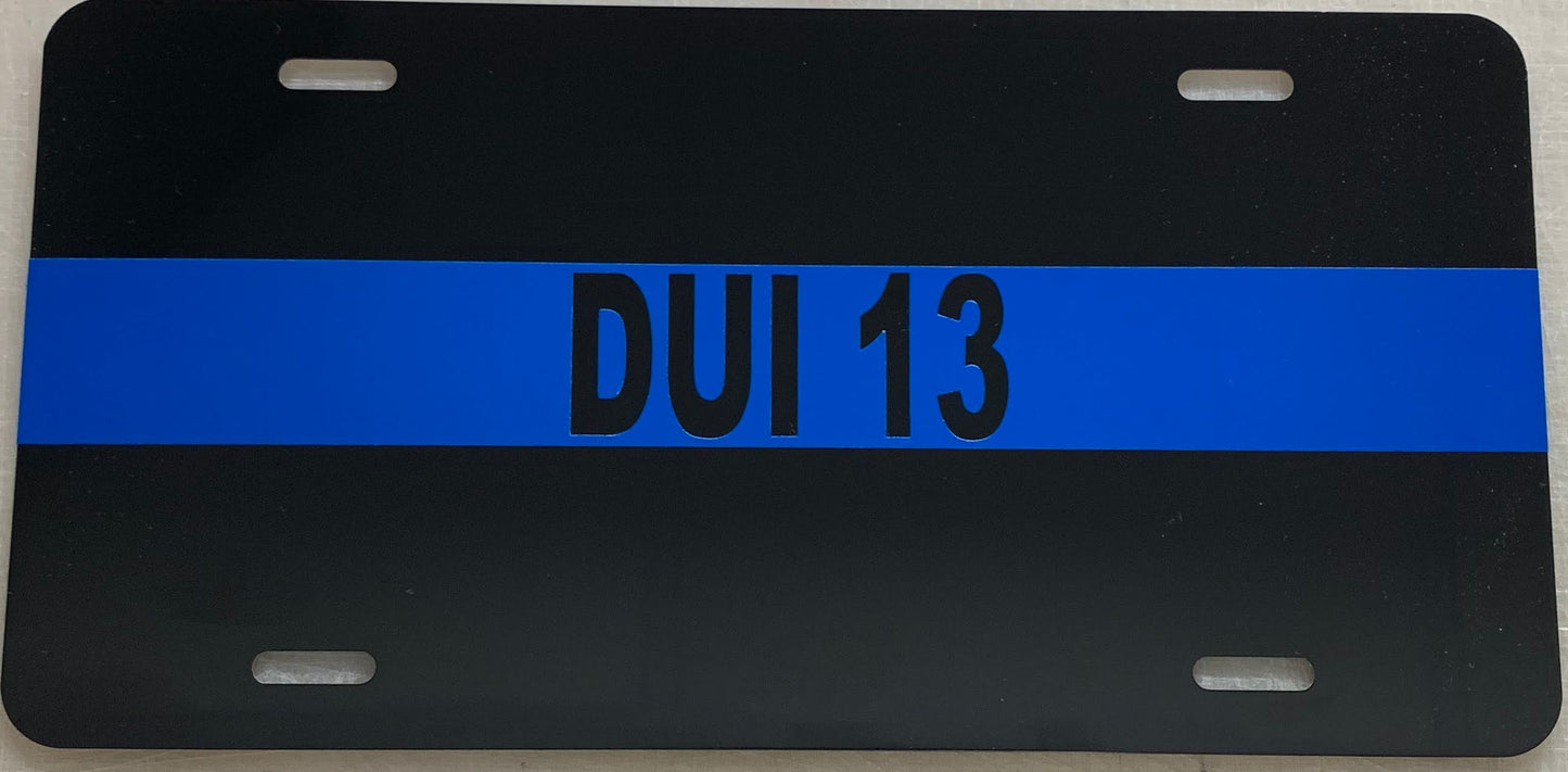 Car Number or Radio Number Blue Line License Plate-FrontLine Designs, LLC 