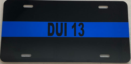 Car Number or Radio Number Blue Line License Plate-FrontLine Designs, LLC 