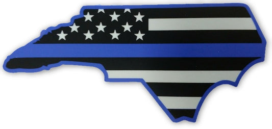 North Carolina State US Flag Blue Line Decal - FrontLine Designs, LLC 