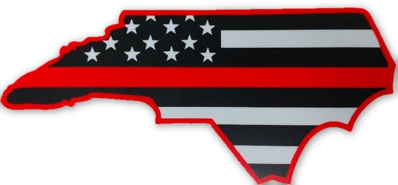 North Carolina State US Flag Red Line Decal - FrontLine Designs, LLC 