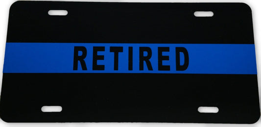 Blue Line "Retired" License Plate-FrontLine Designs, LLC 