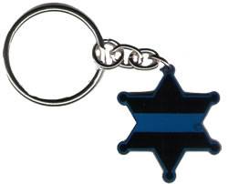 6-Point Sheriff's Badge Blue Line Keychain-FrontLine Designs, LLC 