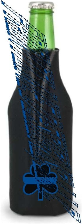 Blue Line Shamrock Bottle Koozie-FrontLine Designs, LLC 