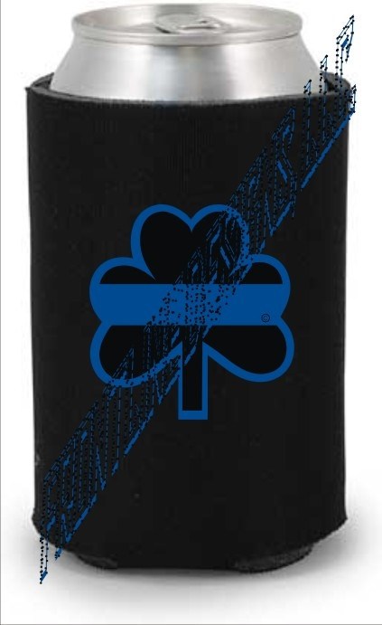 Blue Line Shamrock Can / Bottle Koozie-FrontLine Designs, LLC 