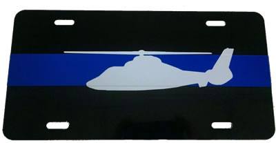 Blue Line Helicopter License Plate-FrontLine Designs, LLC 