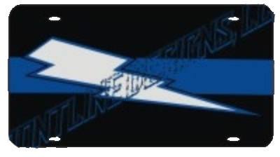 Blue Line Lightening Bolt Plate-FrontLine Designs, LLC 
