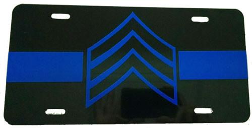 Blue Line Sergeant License Plate-FrontLine Designs, LLC 