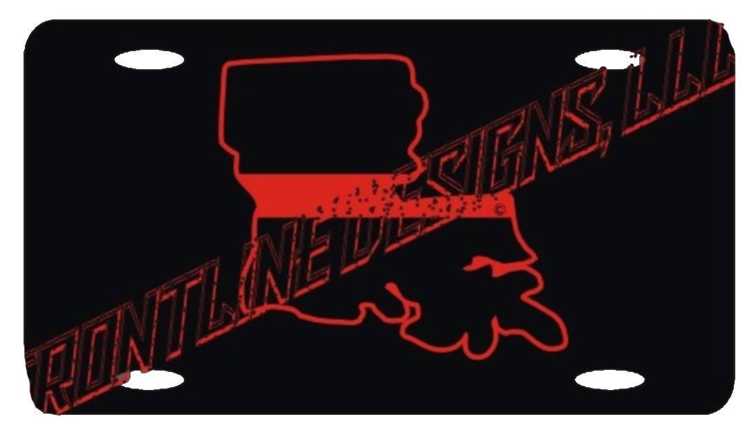 Louisiana State Red Line License Plate-FrontLine Designs, LLC 