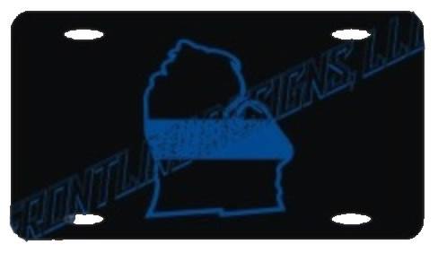Michigan State Blue Line License Plate-FrontLine Designs, LLC 