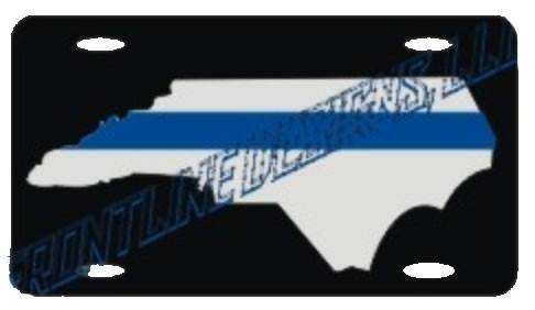 North Carolina State White / Blue Line License Plate-FrontLine Designs, LLC 