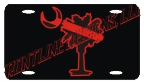 Palmetto Tree Red Line License Plate-FrontLine Designs, LLC 